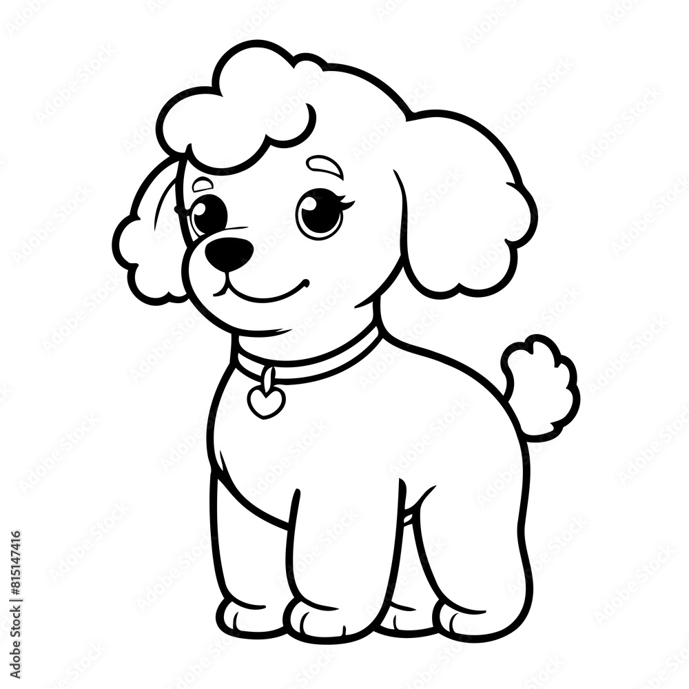 Simple vector illustration of Poodle colouring page for kids Simple vector illustration of Poodle colouring page for kids