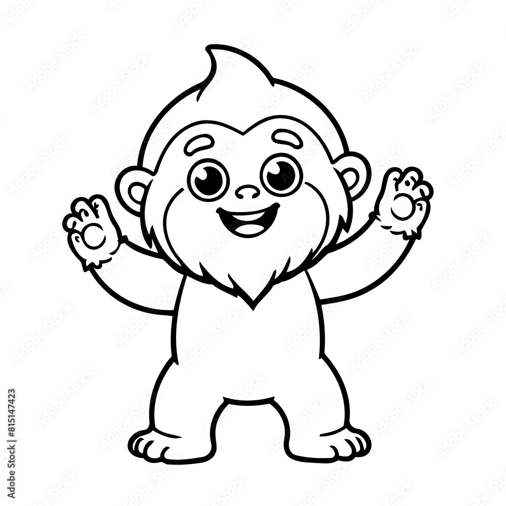 Vector illustration of a cute Yeti drawing colouring activity Vector illustration of a cute Yeti drawing colouring activity
