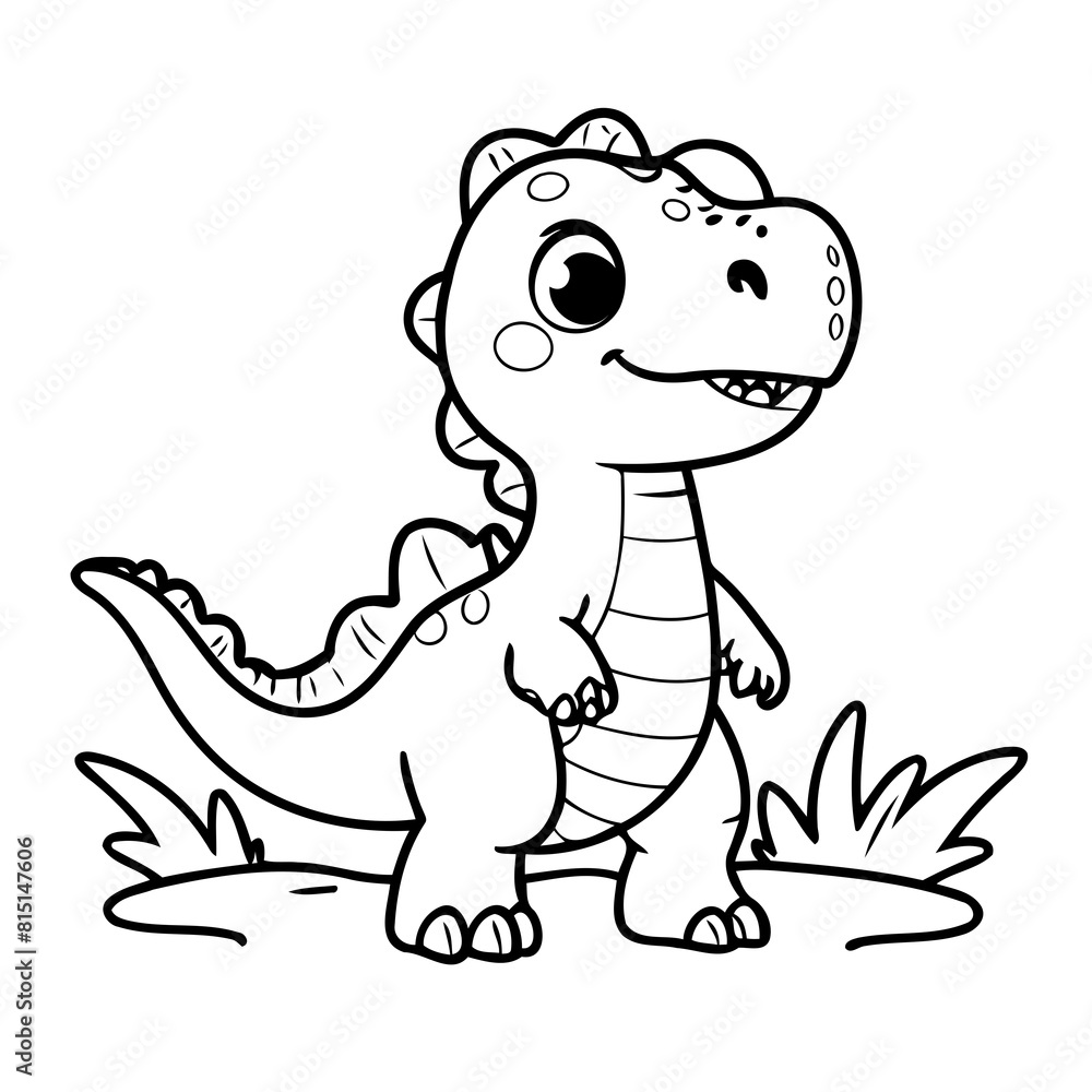 Fototapeta premium Cute vector illustration Dino doodle for toddlers coloring activity