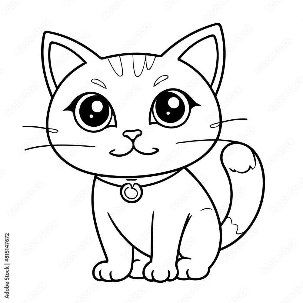 Simple vector illustration of CreepyCat for toddlers colouring page Simple vector illustration of CreepyCat for toddlers colouring page