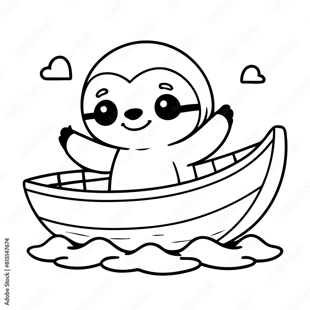 Simple vector illustration of Sloth for children colouring activity Simple vector illustration of Sloth for children colouring activity