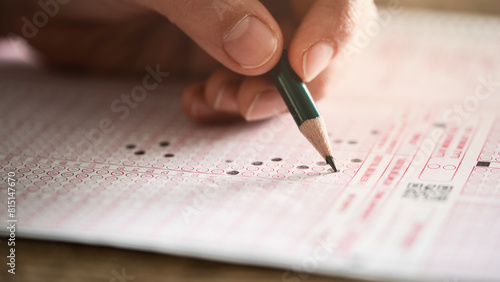 Student filling out answers to a test