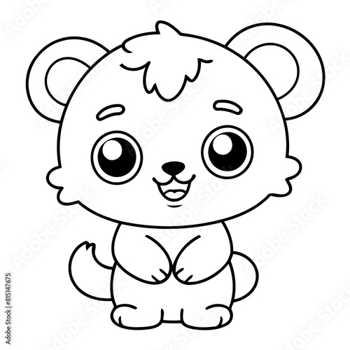 Simple vector illustration of Kawaii outline for colouring page