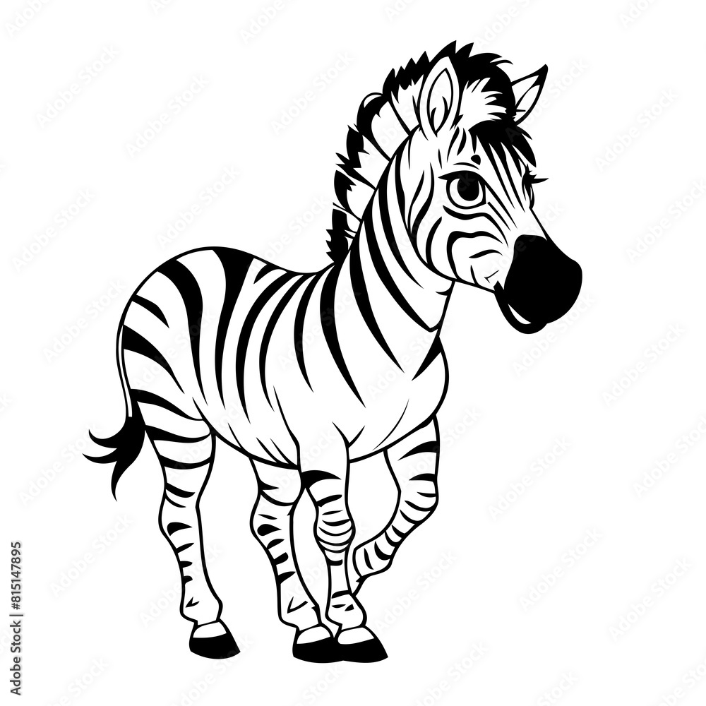 Simple vector illustration of Zebra outline for colouring page Simple vector illustration of Zebra outline for colouring page