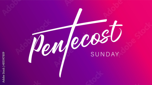 Pentecost Sunday calligraphy web slide. The power of the Holy Spirit creative concept for church service. Vector illustration