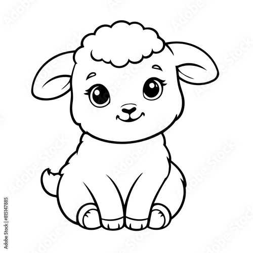 Cute vector illustration Sheep doodle for toddlers colouring page