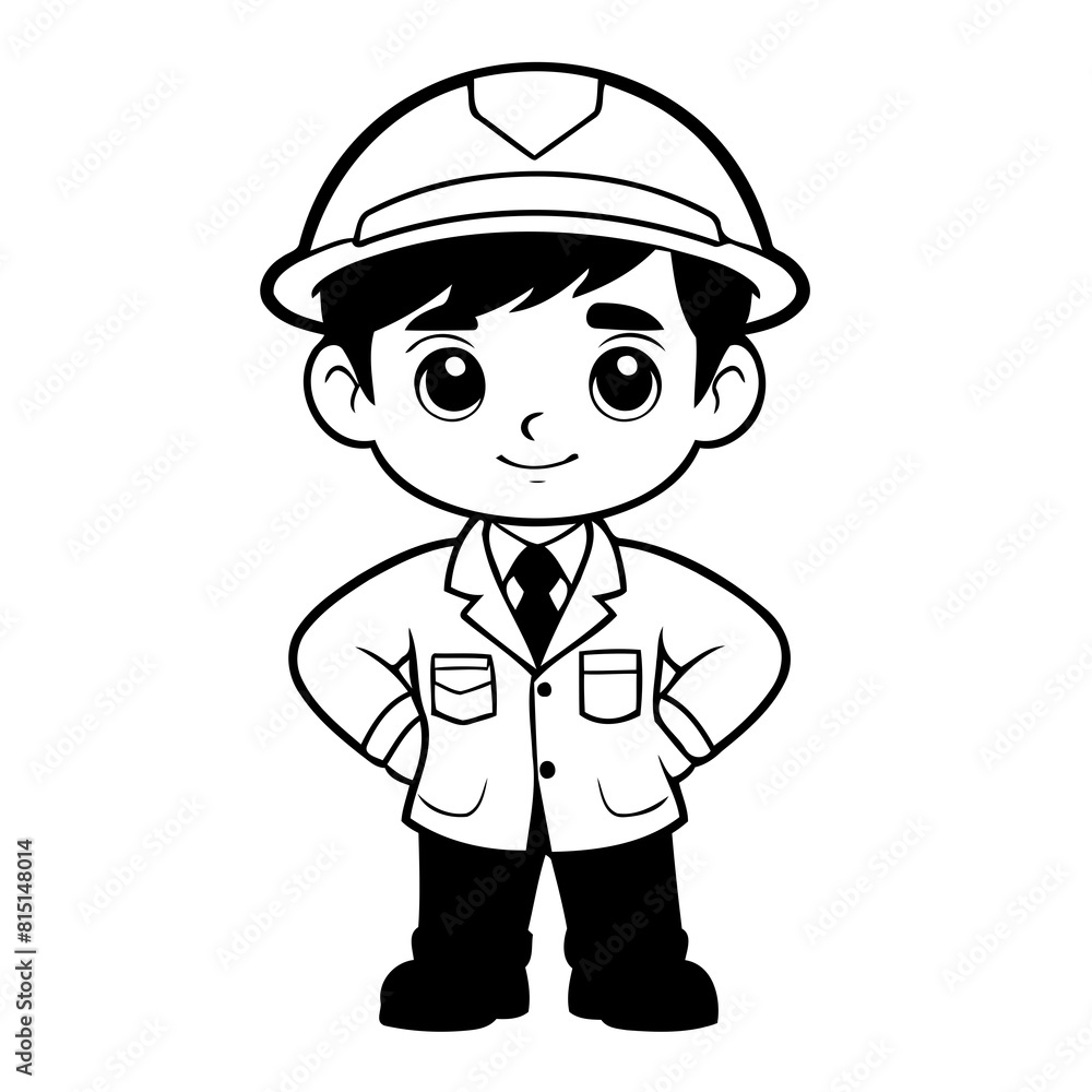 Vector illustration of a cute Foreman doodle colouring activity for kids Vector illustration of a cute Foreman doodle colouring activity for kids