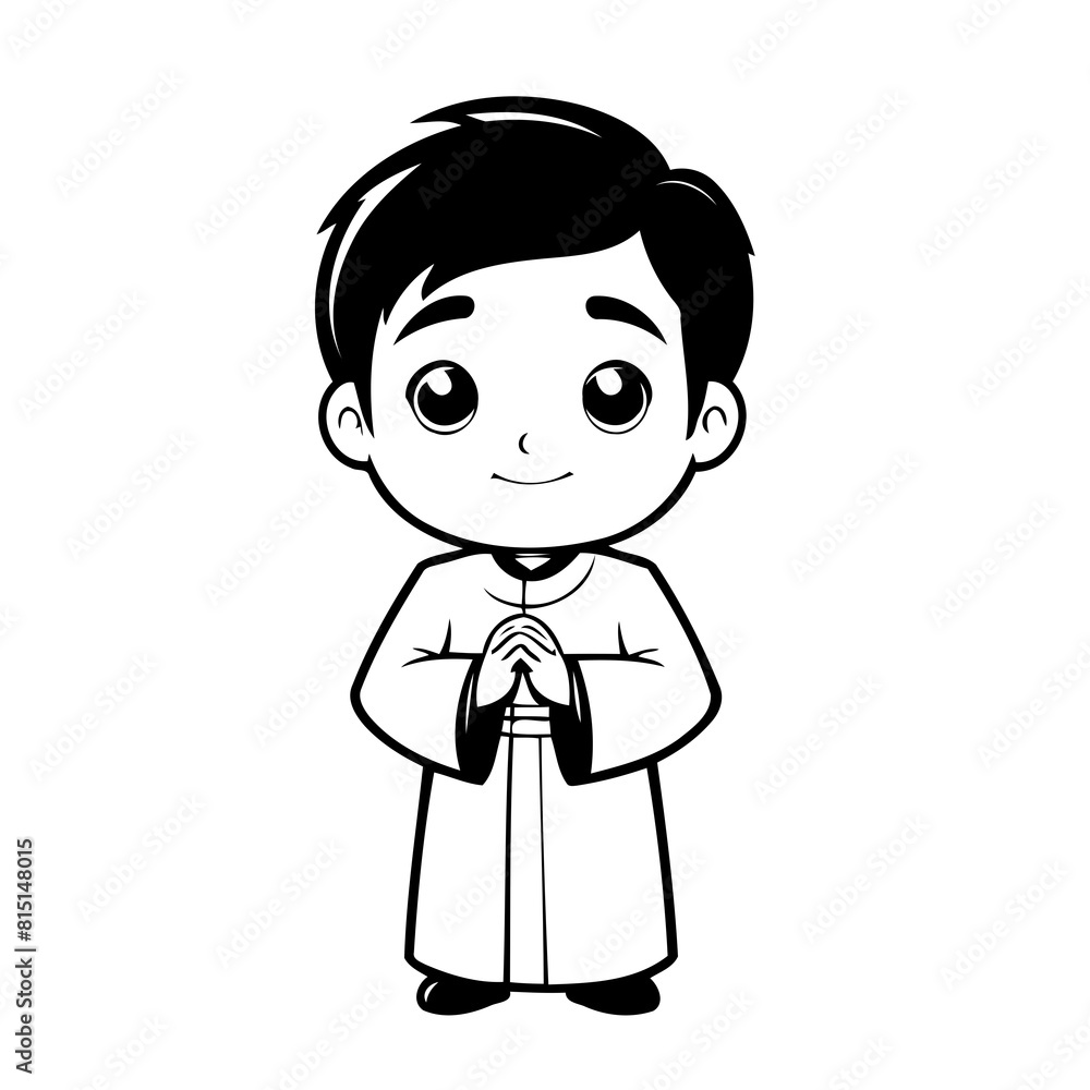 Cute vector illustration Clergyman doodle for kids colouring page Cute vector illustration Clergyman doodle for kids colouring page