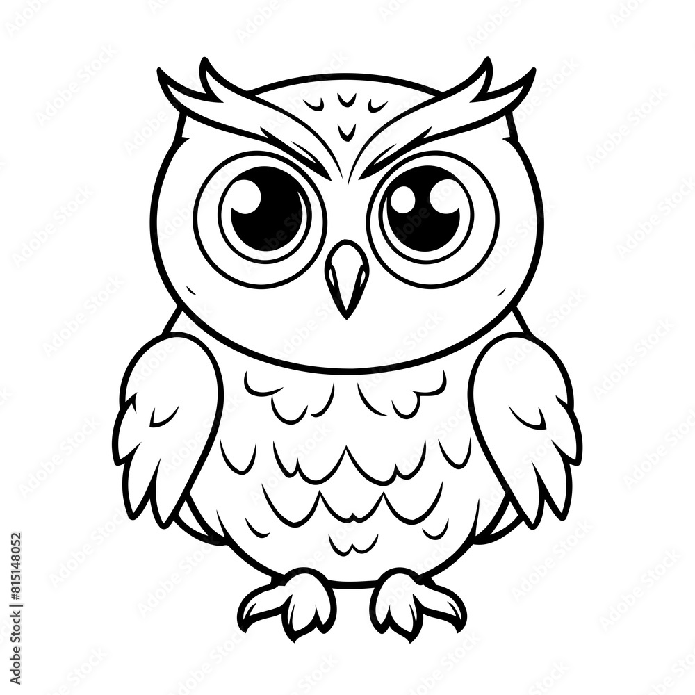 Cute vector illustration Owl drawing for toddlers coloring activity