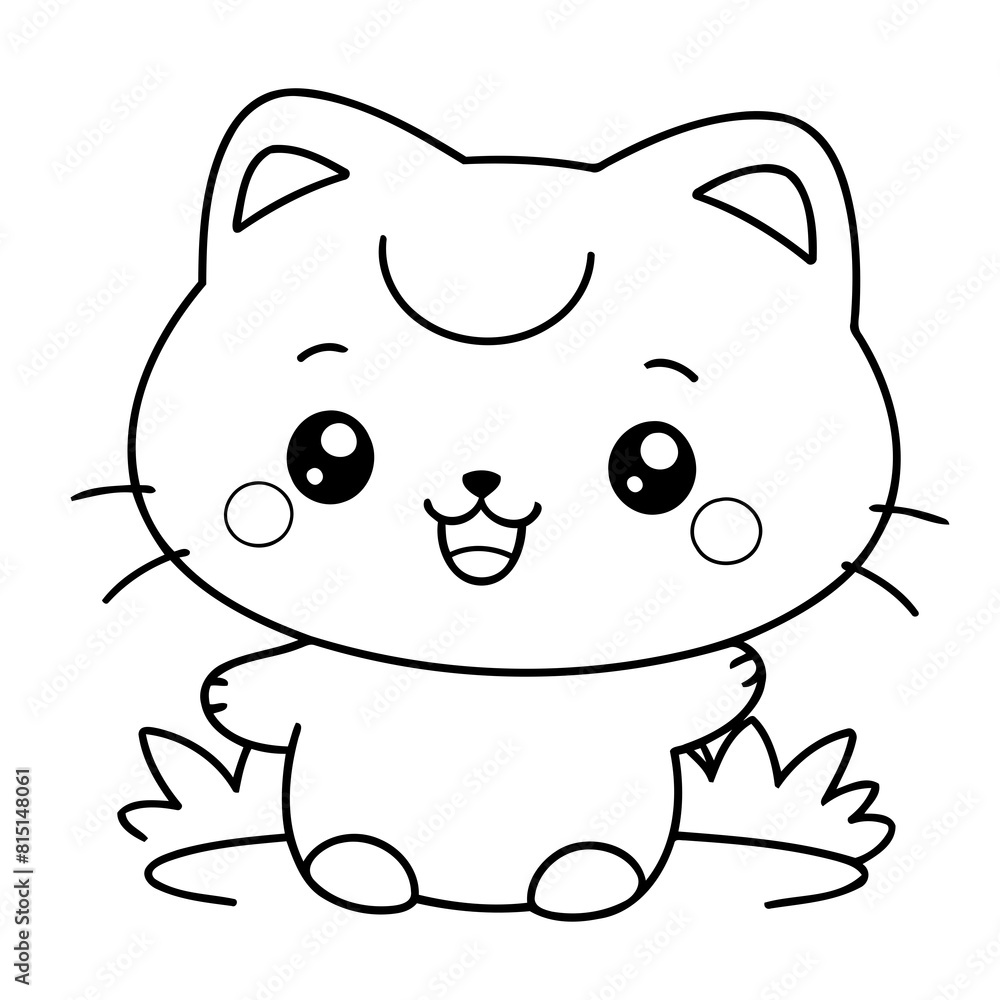 Vector illustration of a cute Kawaii drawing for kids page Vector illustration of a cute Kawaii drawing for kids page