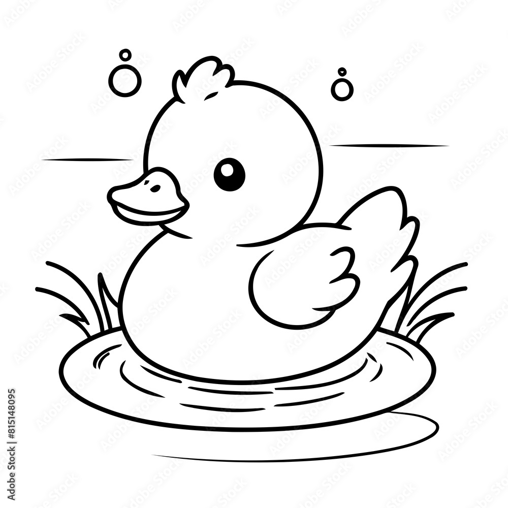 Simple vector illustration of Duck hand drawn for kids coloring page Simple vector illustration of Duck hand drawn for kids coloring page