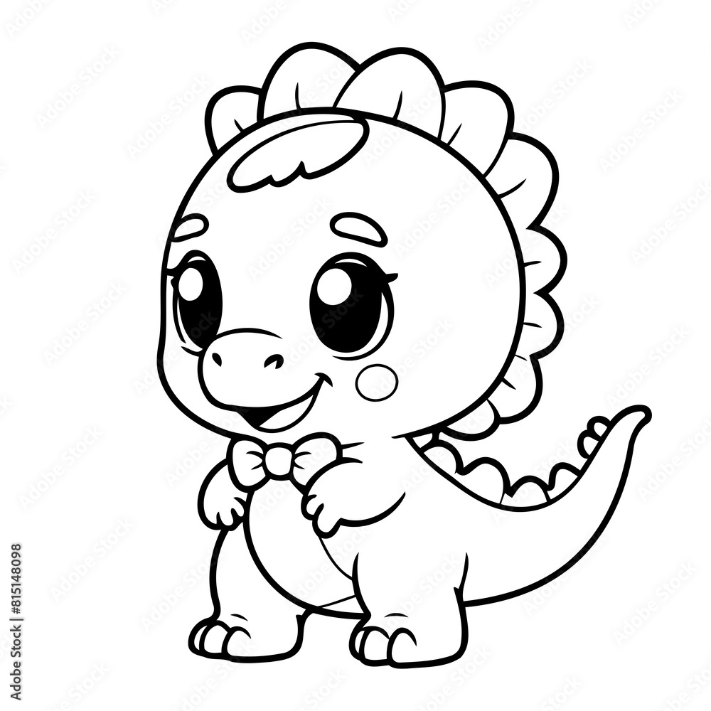 Obraz premium Cute vector illustration Dino doodle for toddlers worksheet