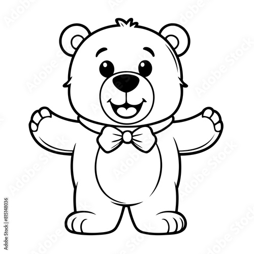 Vector illustration of a cute Bear doodle colouring activity for kids
