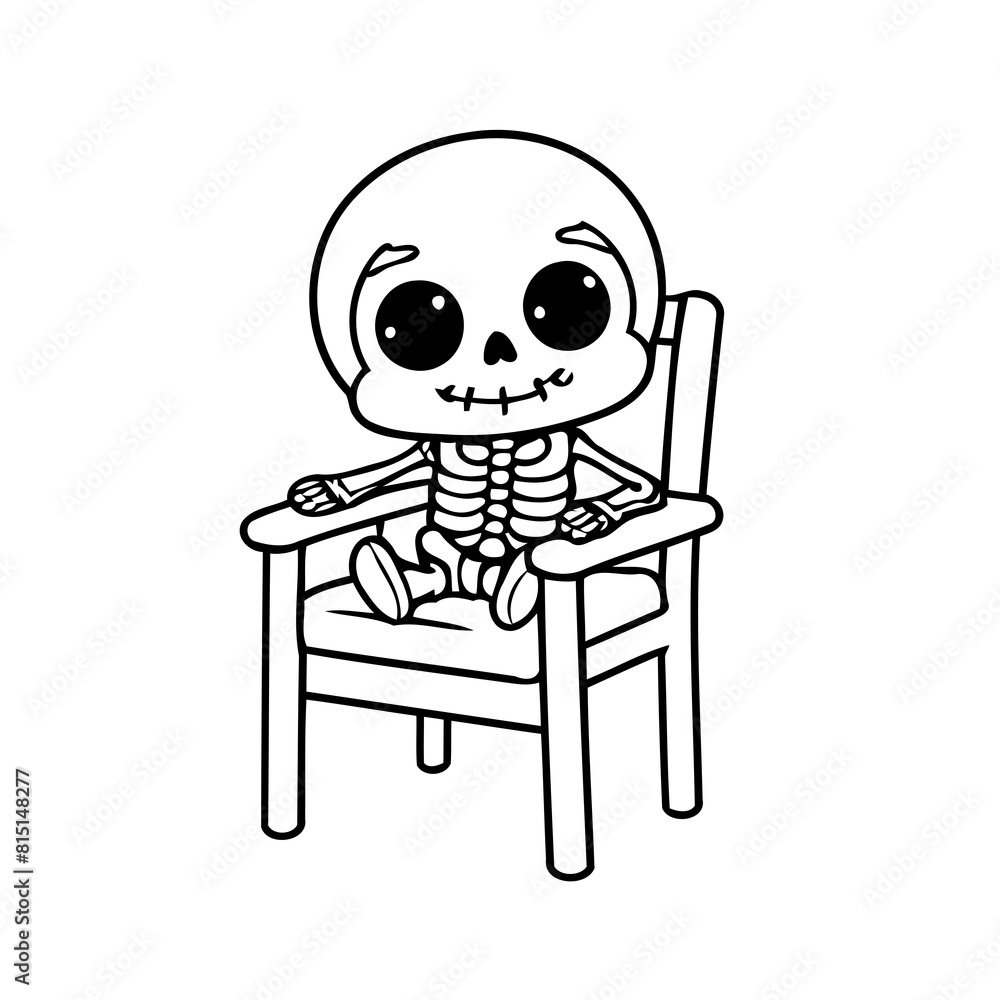 Simple vector illustration of Skeleton drawing for toddlers coloring activity Simple vector illustration of Skeleton drawing for toddlers coloring activity