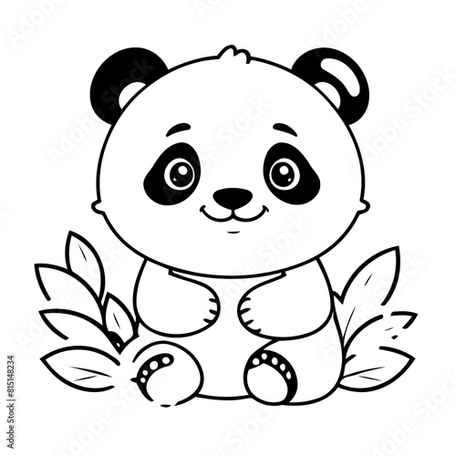Vector illustration of a cute Panda drawing for toddlers book