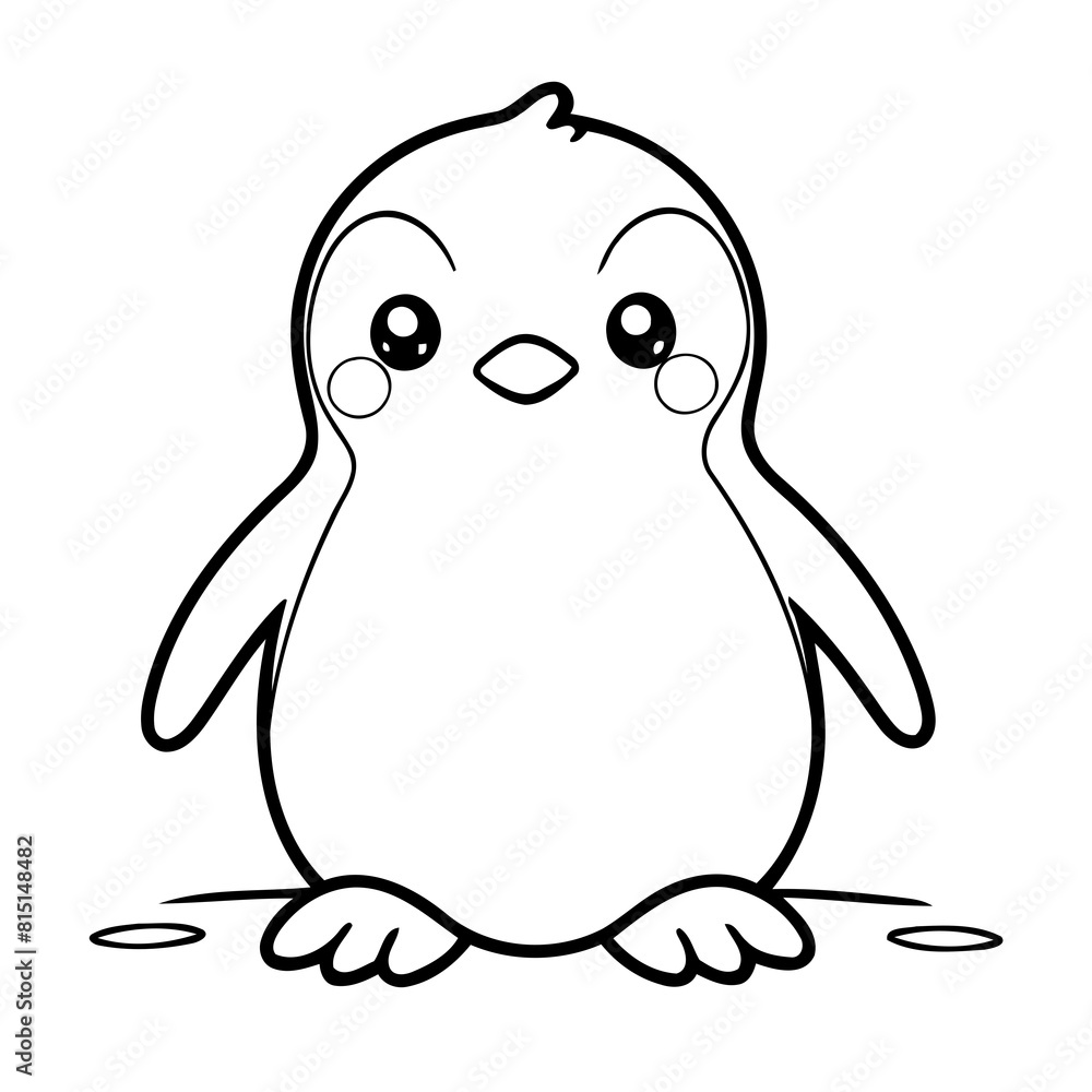 Vector illustration of a cute Penguin doodle for kids colouring page Vector illustration of a cute Penguin doodle for kids colouring page