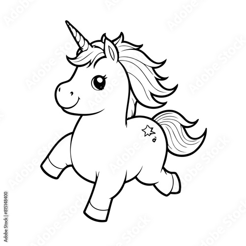 Simple vector illustration of Unicorn drawing for toddlers coloring activity