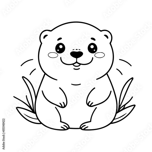 Simple vector illustration of Otter hand drawn for toddlers