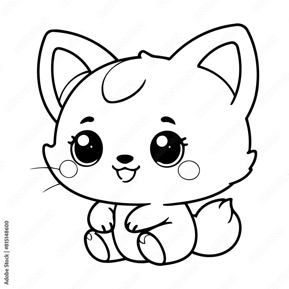 Vector illustration of a cute Kawaii drawing for kids page Vector illustration of a cute Kawaii drawing for kids page