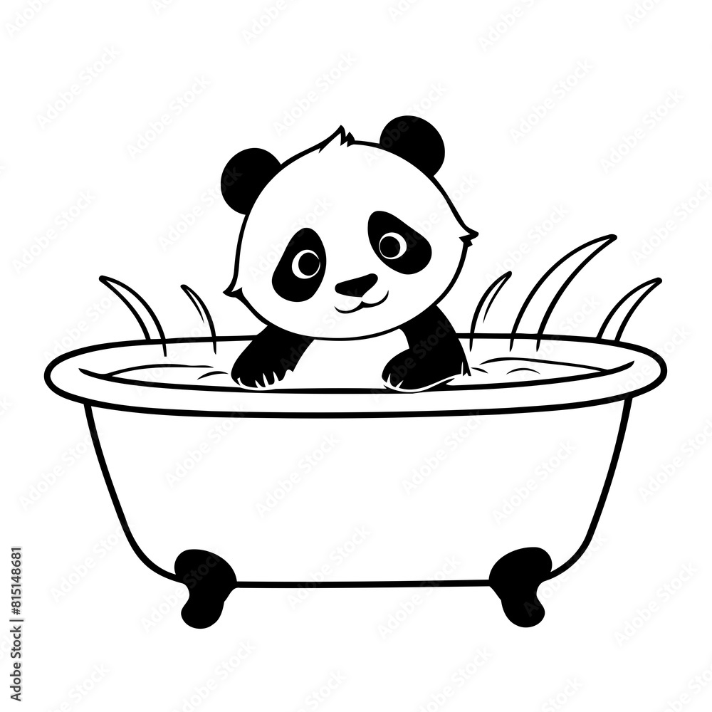 Simple vector illustration of Panda doodle for toddlers worksheet