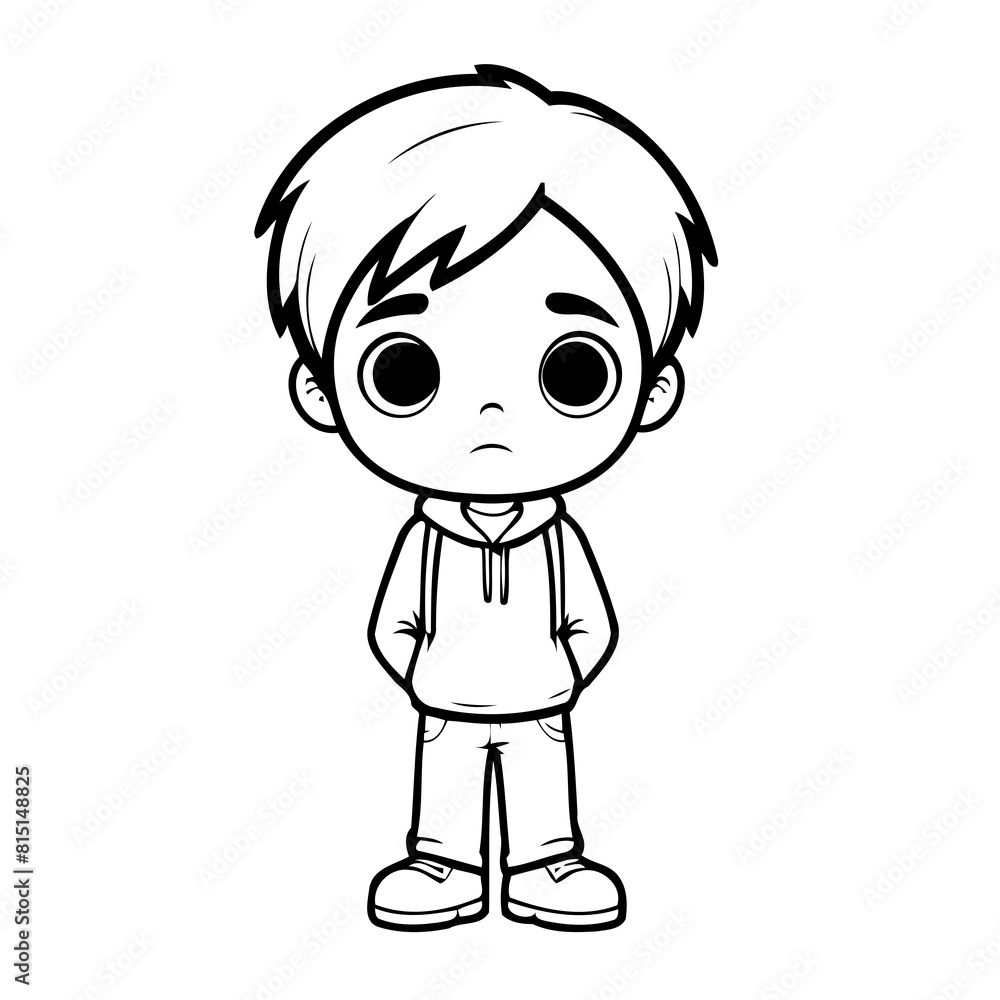 Cute vector illustration Boy drawing for kids colouring page Cute vector illustration Boy drawing for kids colouring page