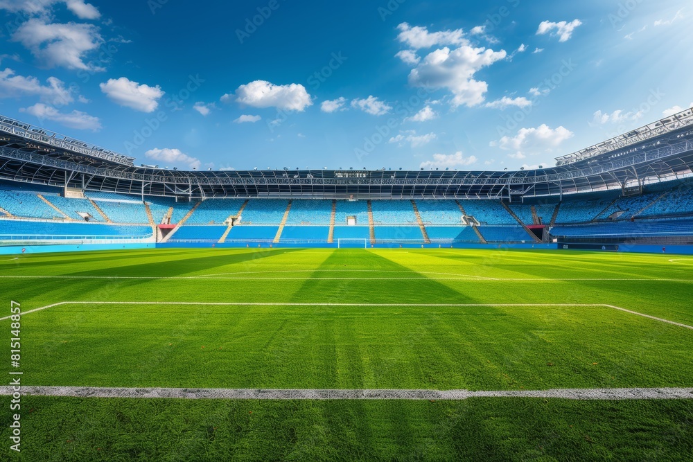 Fototapeta premium Soccer pitch backdrop, pulsating with game day anticipation