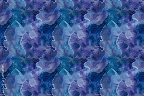 Artistic abstract floral texture in blue and purple hues, suitable for backgrounds