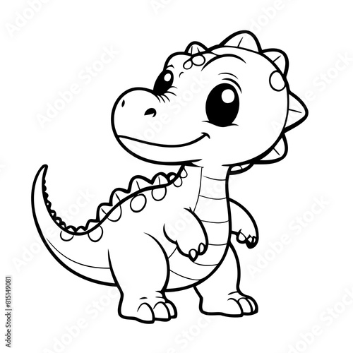 Vector illustration of a cute Dino doodle for kids colouring page © meastudios