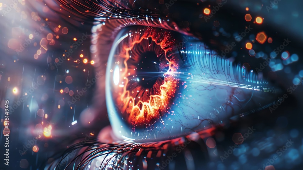 Eye Retina, Visual Reception, 3D Model Style with copy with space Eye Retina, Visual Reception, 3D Model Style with copy with space