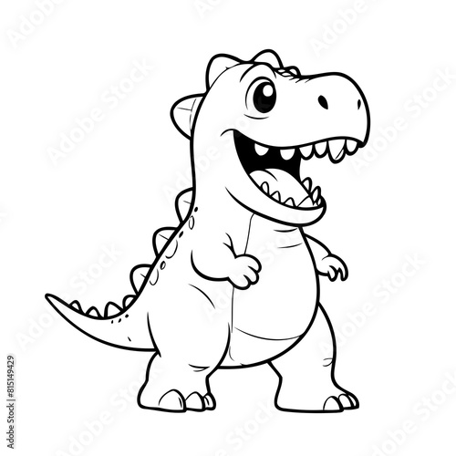 Vector illustration of a cute Dino doodle for toddlers colouring page