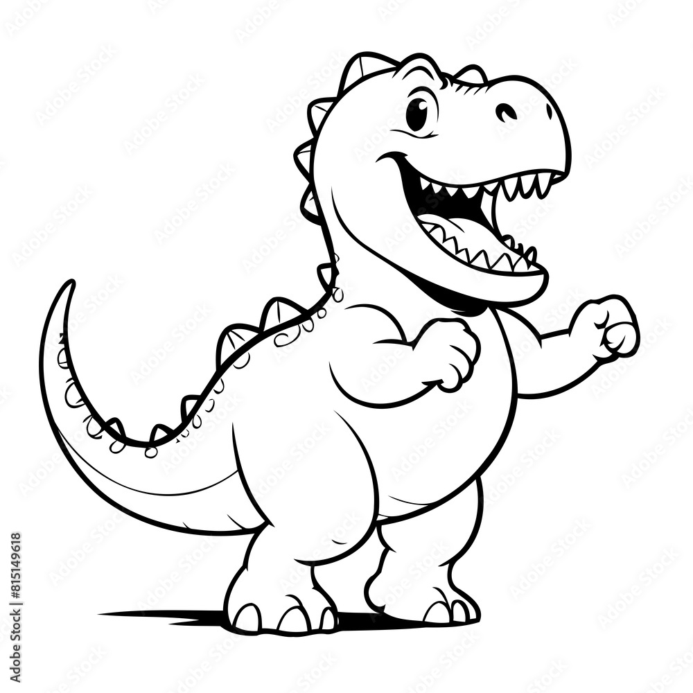 Vector illustration of a cute Dino drawing for kids page Vector illustration of a cute Dino drawing for kids page
