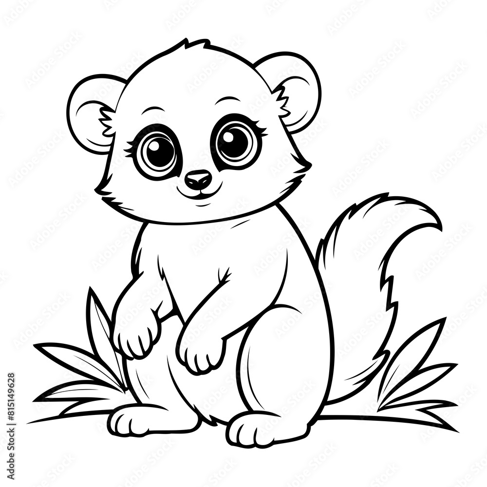 Vector illustration of a cute Lemur drawing for toddlers coloring activity Vector illustration of a cute Lemur drawing for toddlers coloring activity