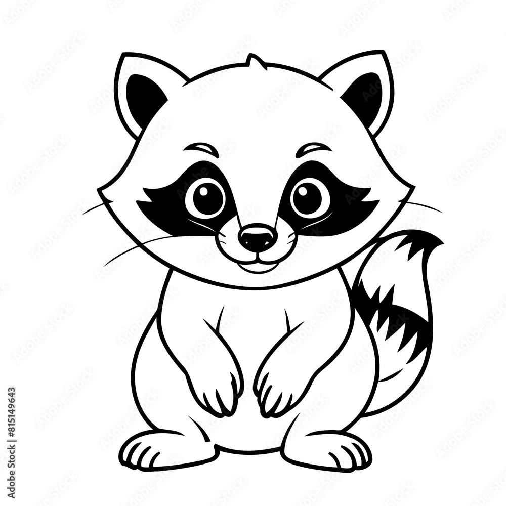 Cute vector illustration Raccoon drawing for toddlers colouring page Cute vector illustration Raccoon drawing for toddlers colouring page