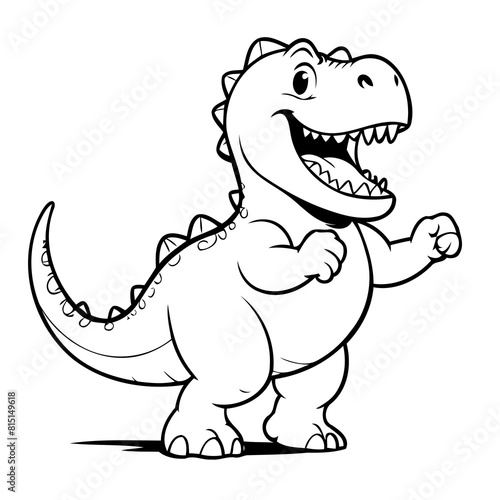 Vector illustration of a cute Dino drawing for kids page