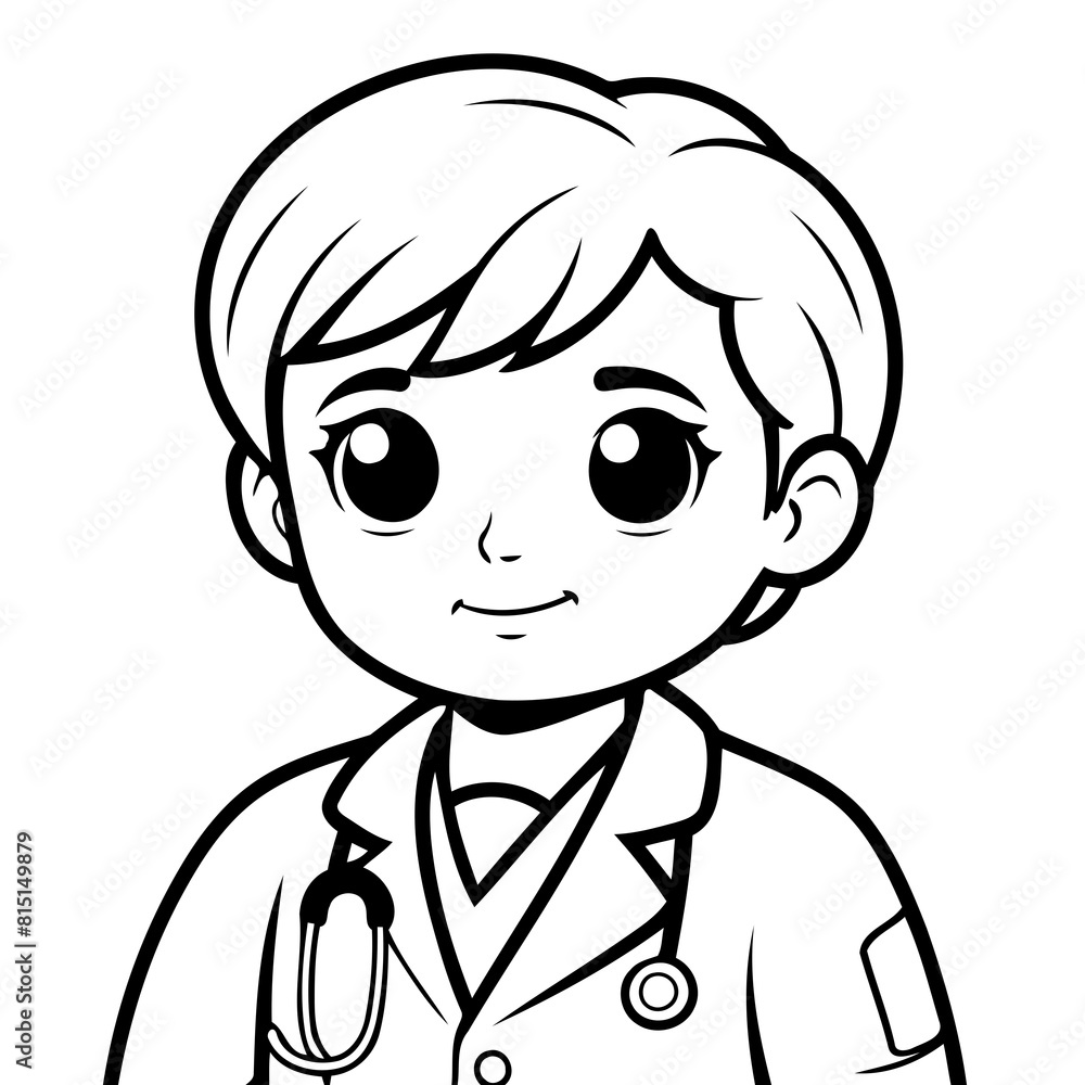 Cute vector illustration Doctor for children colouring activity Cute vector illustration Doctor for children colouring activity