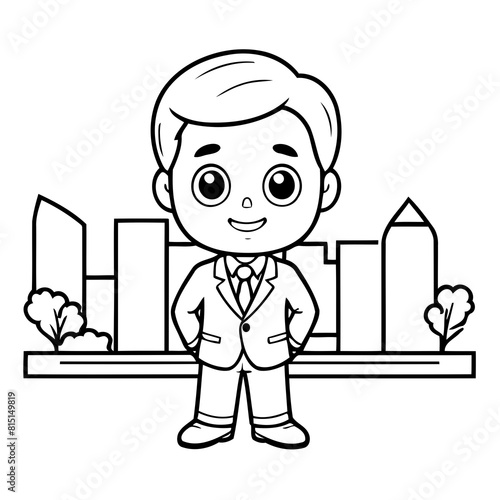 Simple vector illustration of Businessman for toddlers colouring page