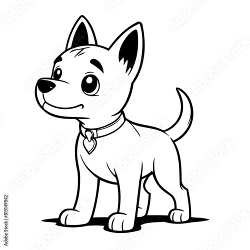Cute vector illustration Dog drawing for kids colouring activity