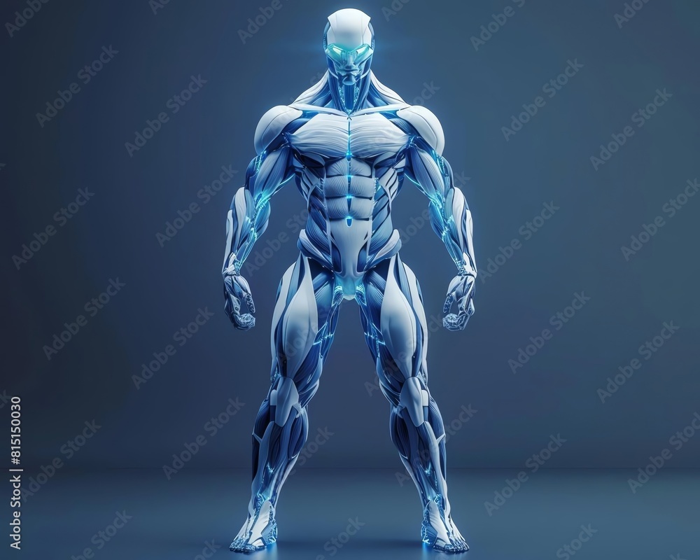 Futuristic Muscular System, Realistic, 3D Model Style with copy with space Futuristic Muscular System, Realistic, 3D Model Style with copy with space