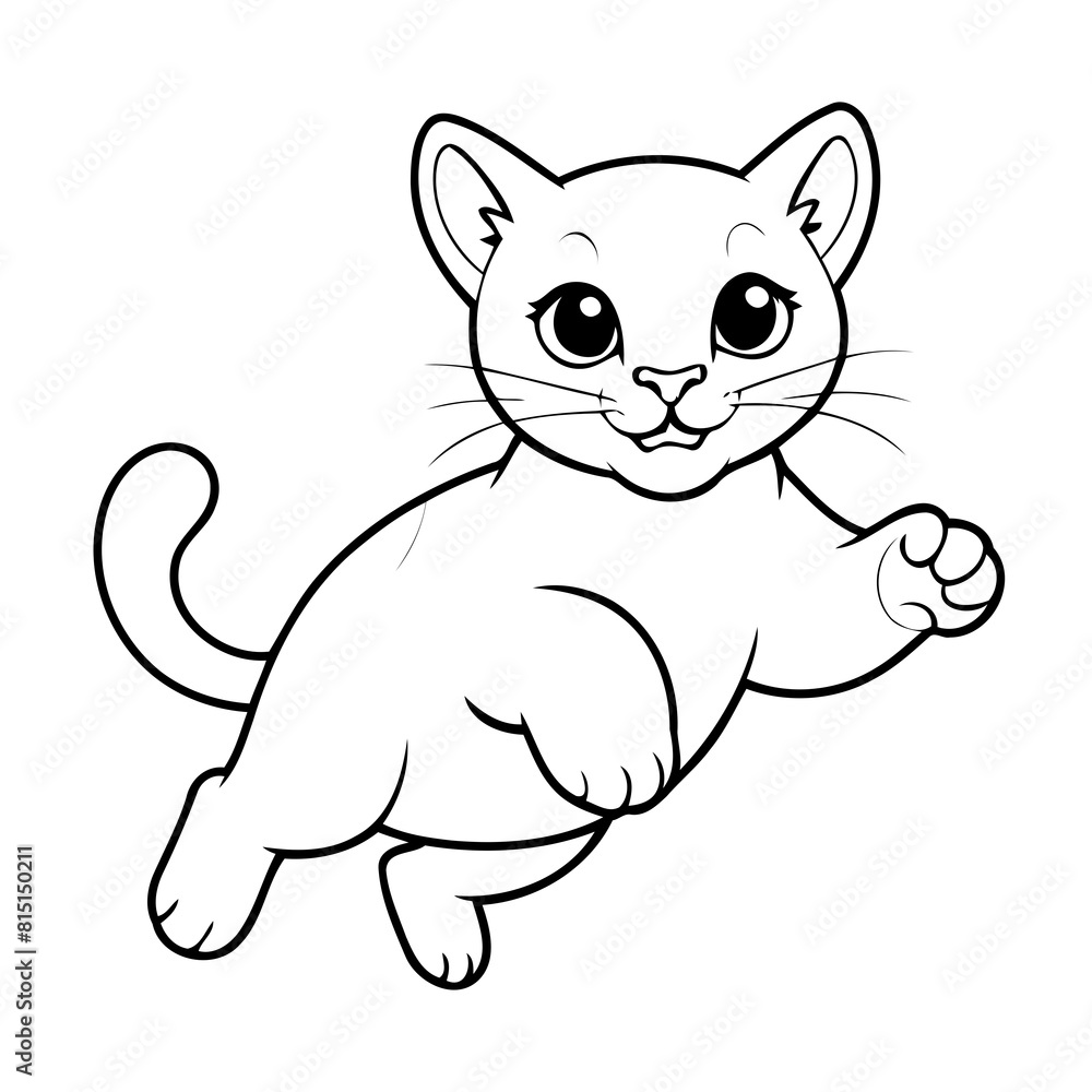 Vector illustration of a cute Puma doodle colouring activity for kids Vector illustration of a cute Puma doodle colouring activity for kids