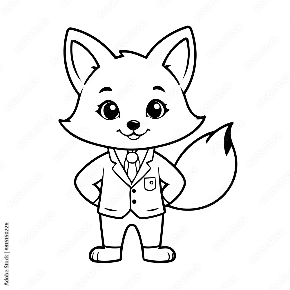 Simple vector illustration of Fox drawing for children page Simple vector illustration of Fox drawing for children page