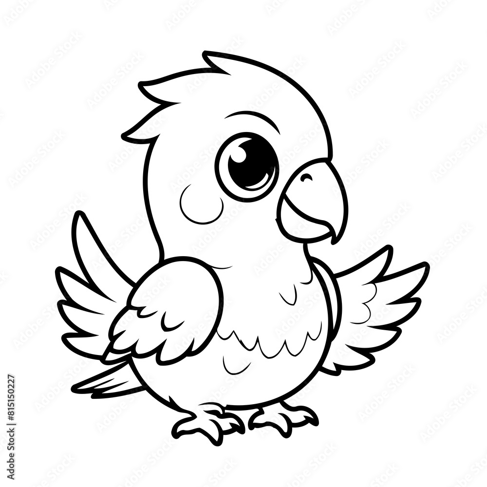 Vector illustration of a cute Parrot doodle for toddlers colouring page Vector illustration of a cute Parrot doodle for toddlers colouring page