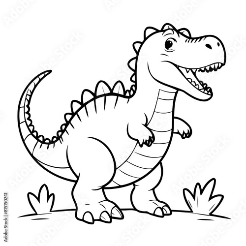 Cute vector illustration Spinosaurus doodle for kids colouring page