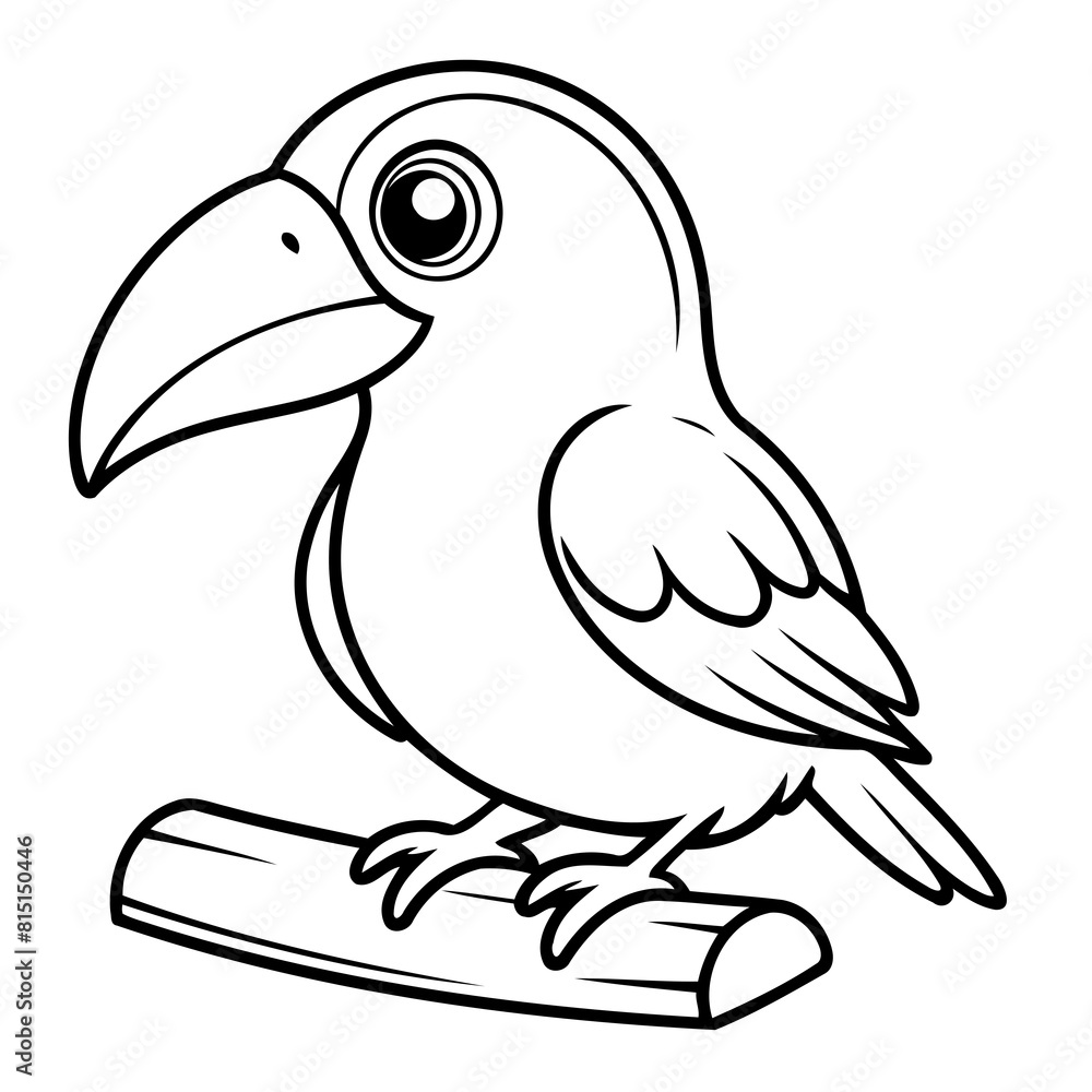 Obraz premium Cute vector illustration Toucan drawing colouring activity