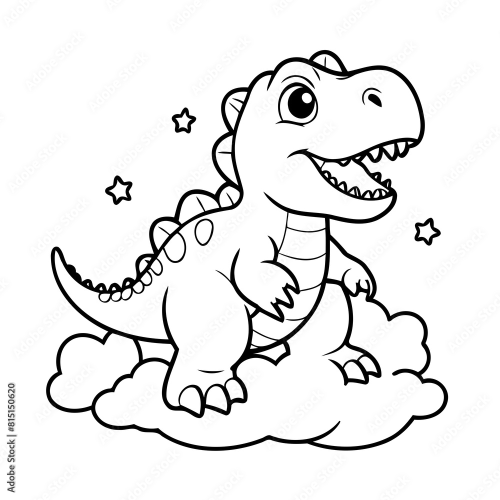 Cute vector illustration Tyrannosaurus drawing for toddlers colouring page Cute vector illustration Tyrannosaurus drawing for toddlers colouring page