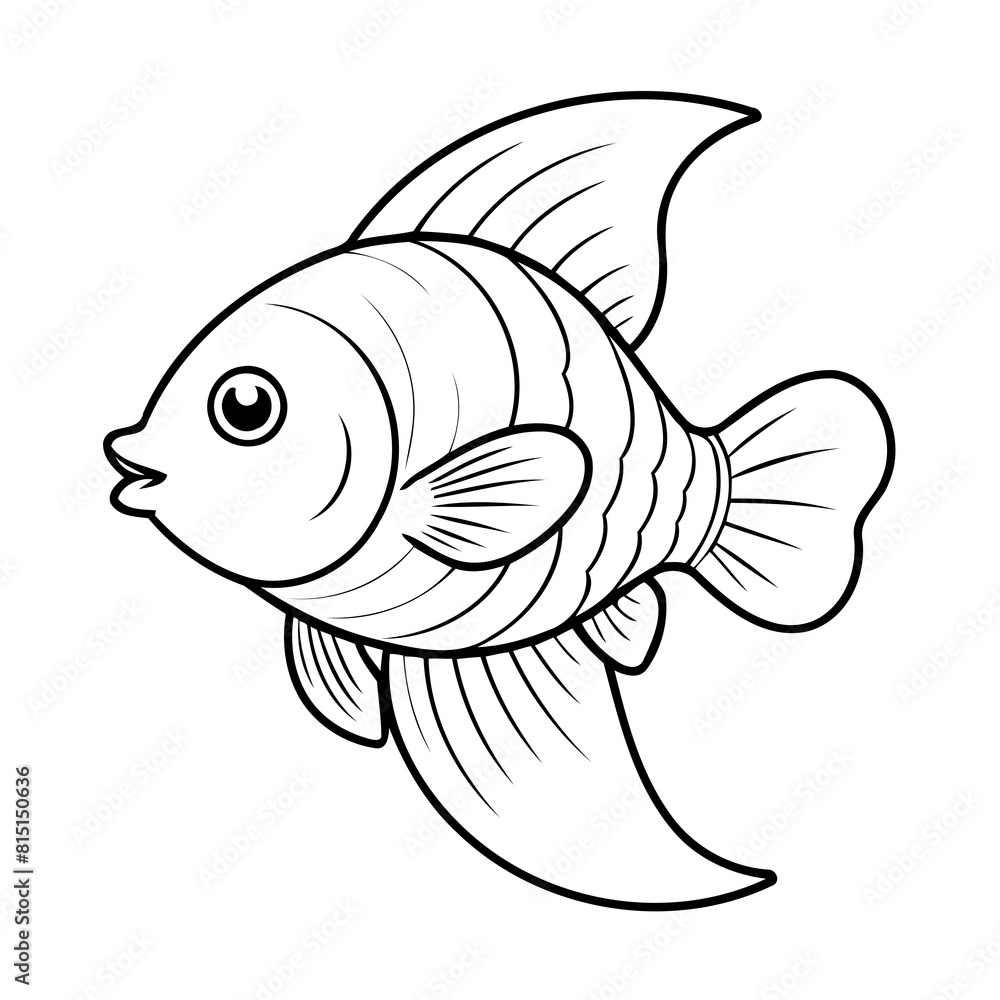 Simple vector illustration of Guppy drawing for kids page Simple vector illustration of Guppy drawing for kids page
