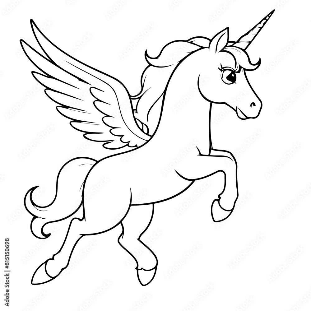 Cute vector illustration Unicorn for kids colouring page Cute vector illustration Unicorn for kids colouring page