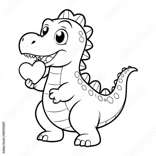 Vector illustration of a cute Spinosaurus drawing for kids colouring page