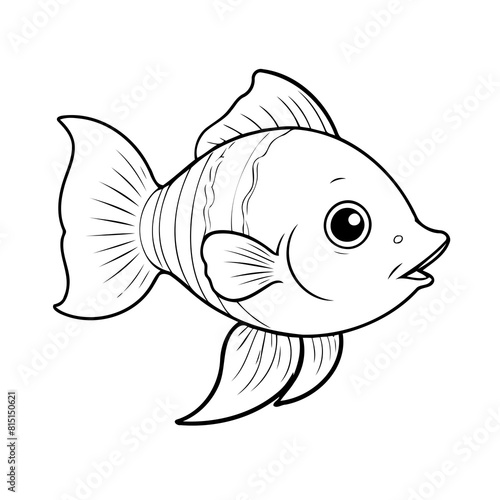 Vector illustration of a cute Guppy drawing for kids colouring activity