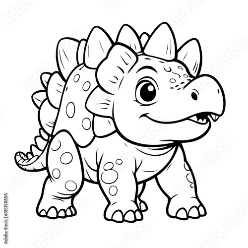 Simple vector illustration of Ankylosaurus hand drawn for kids coloring page