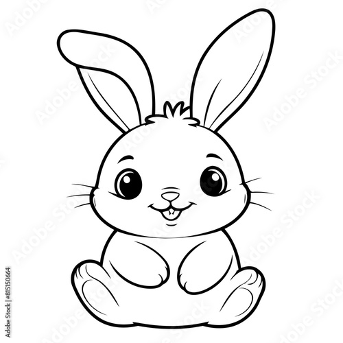 Simple vector illustration of Bunny drawing for kids page © meastudios